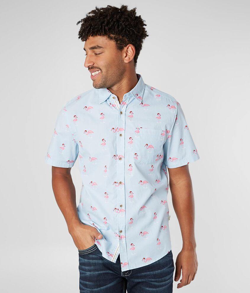 VSTR Flamingo Santa Hat Shirt - Men's Shirts in Blue | Buckle