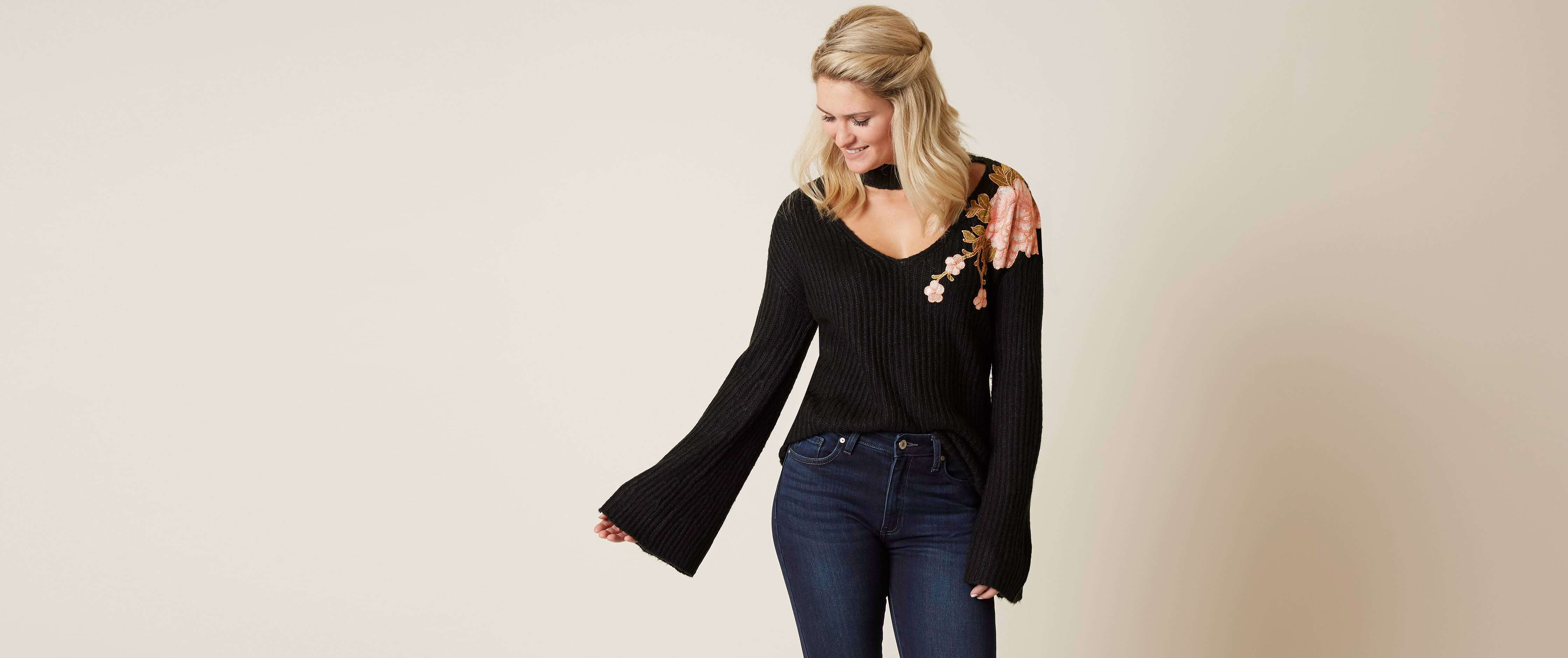 Jdy Jella L/S Flower Pullover KNT, zwart, XS