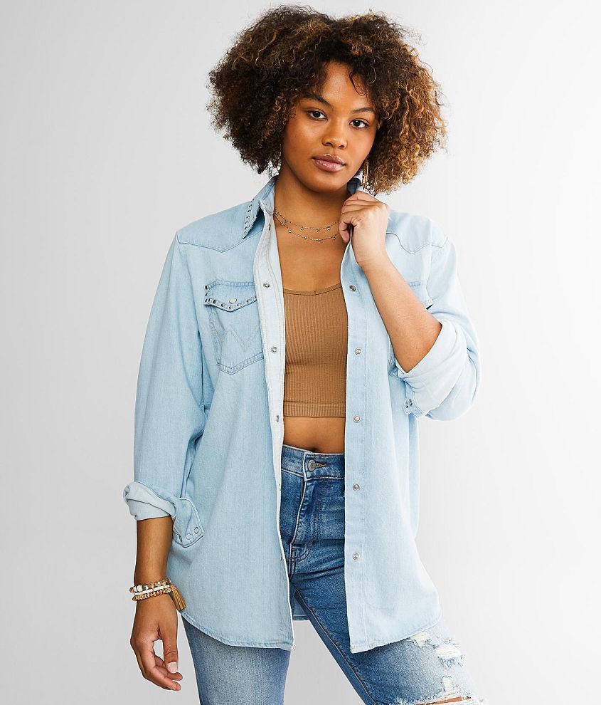 Women's wrangler hot sale denim shirt