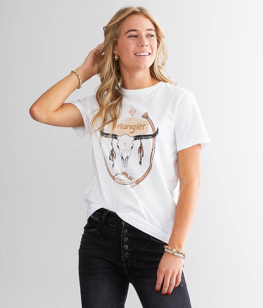 Wrangler® Long Horn T-Shirt - Women's T-Shirts in White | Buckle