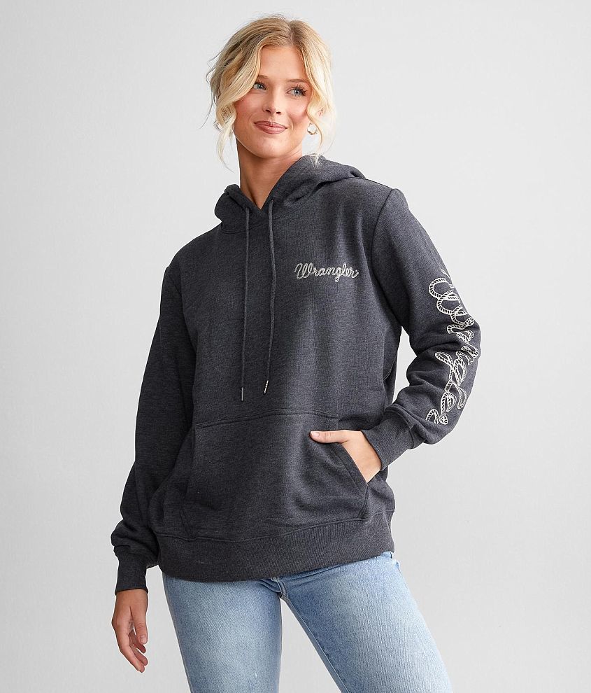 Wrangler® Rope Logo Hooded Sweatshirt - Women's Sweatshirts in Black |  Buckle