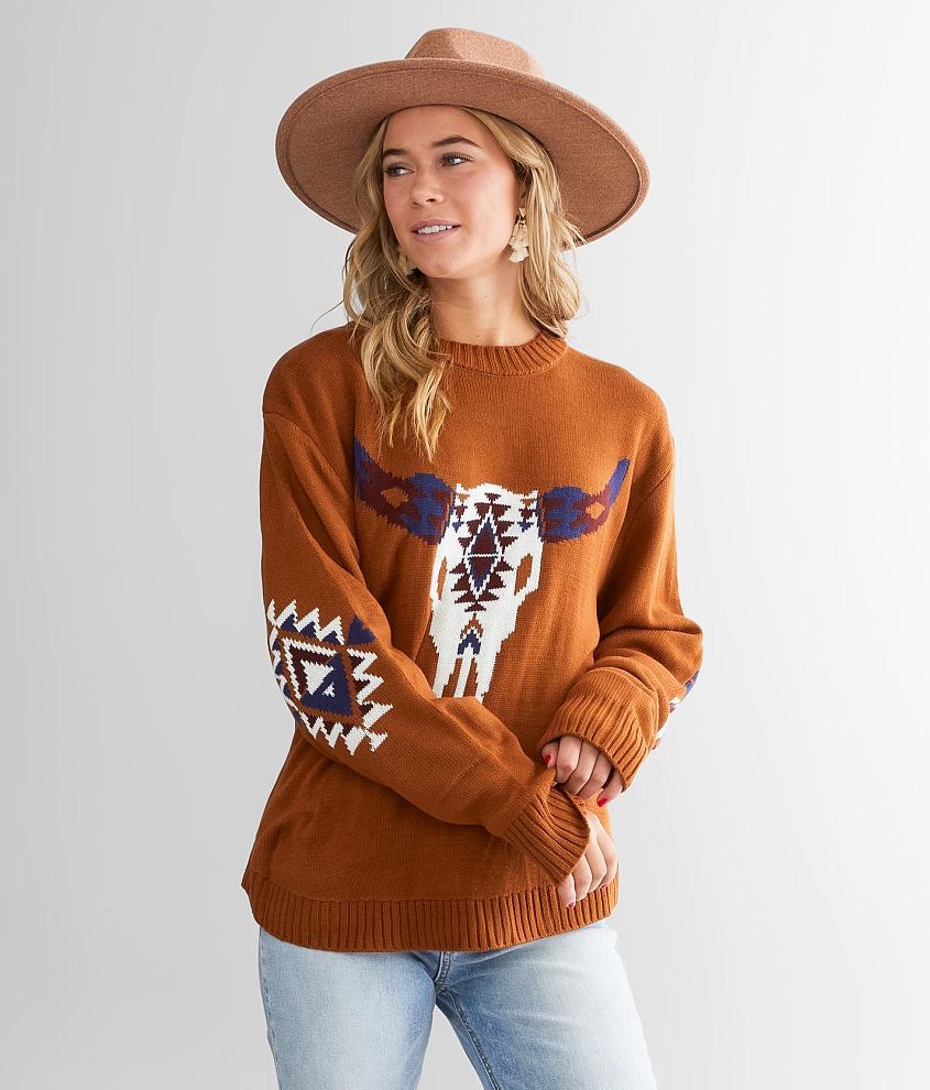 Wrangler Steer Head Sweater Women s Sweaters in Brown Buckle