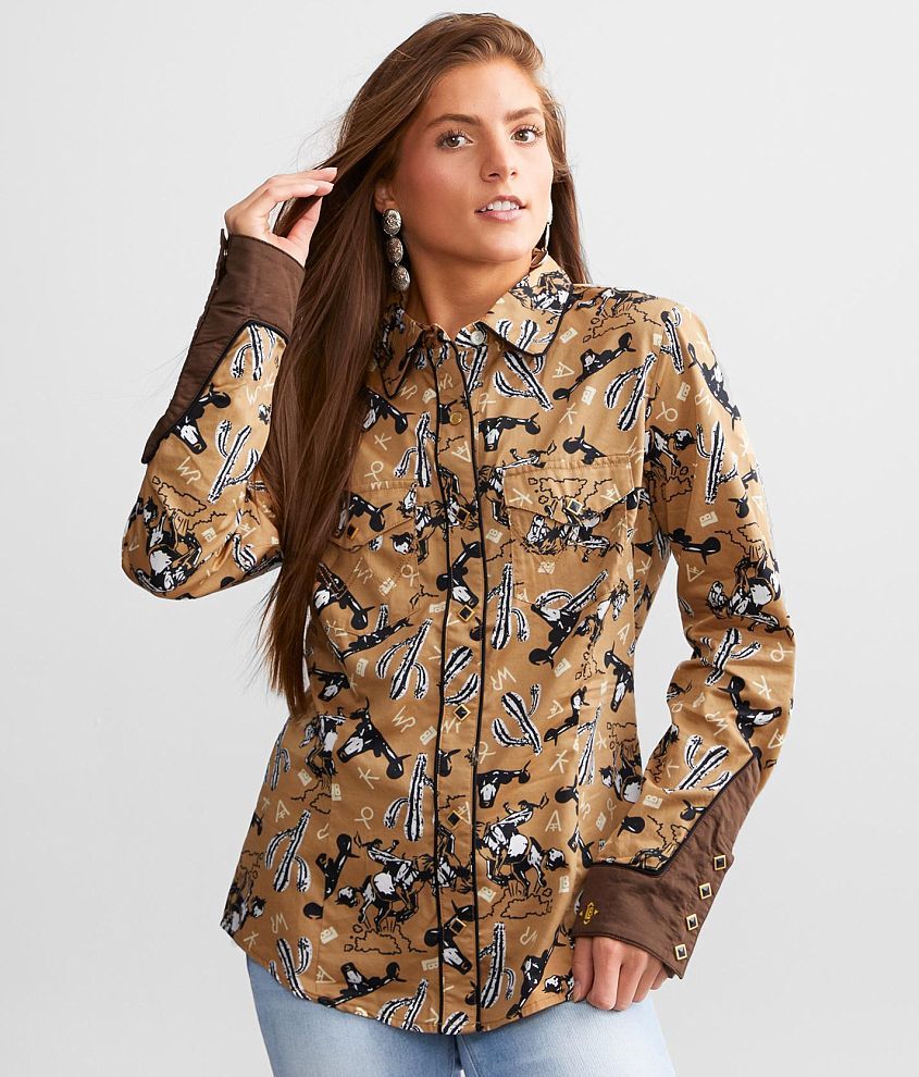 Wrangler® Leon Bridges Western Shirt - Women's Shirts/Blouses in Tan |  Buckle