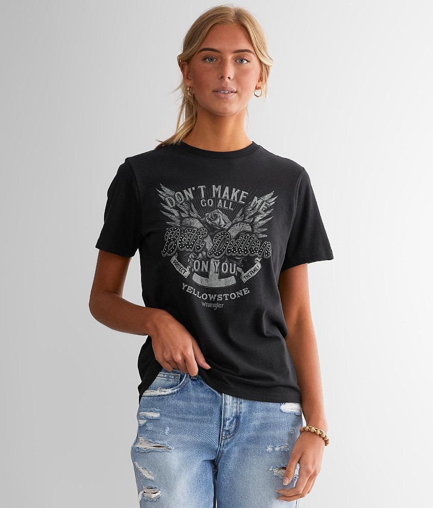 Wrangler® Yellowstone Beth Dutton T-Shirt - Women's T-Shirts in Washed Black  | Buckle
