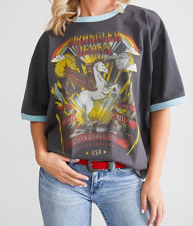 Wrangler® Boxy Ringer Washed T-Shirt - Women's Graphic T-Shirts in ...