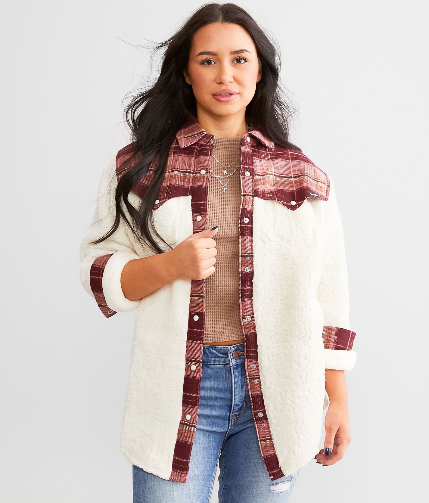 Wrangler® Plaid Boyfriend Shacket - Women's Coats/Jackets in