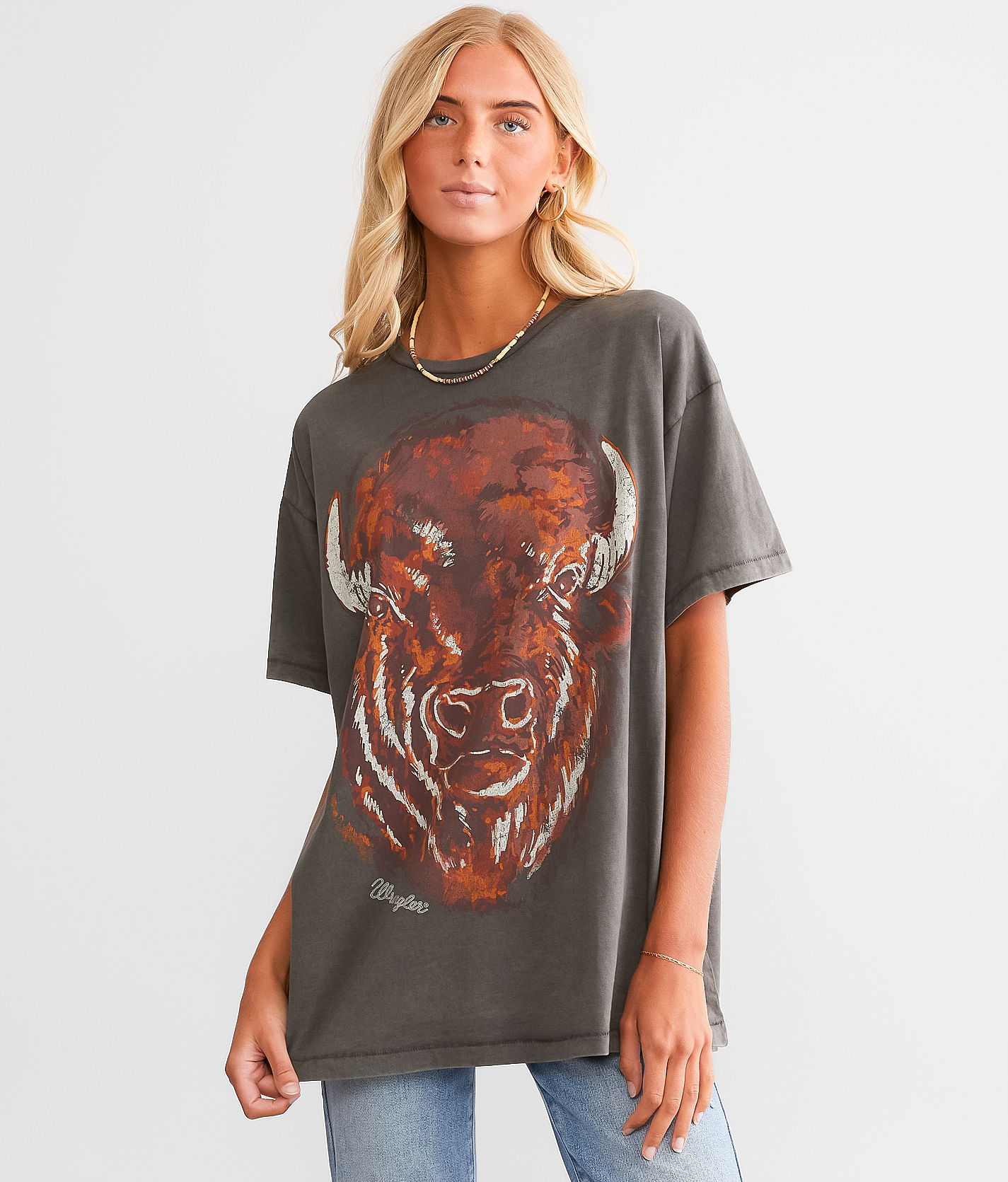 Wrangler Women's Oversized Tiger Tee Shirt (Size: Large) Black