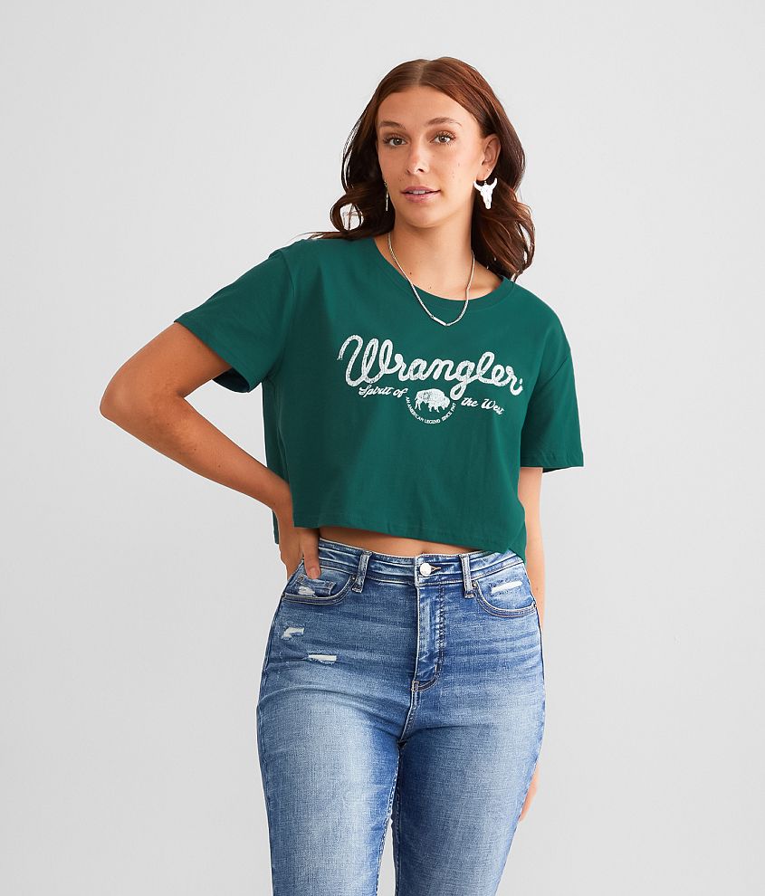 Wrangler® Cropped Boyfriend T-Shirt - Women's T-Shirts in Junebug | Buckle