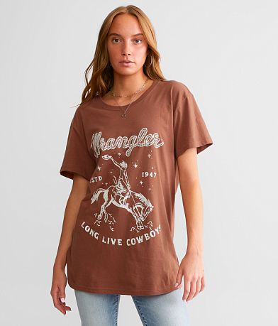 Women's Wrangler Long Live Cowboys Boyfriend Crop Tee