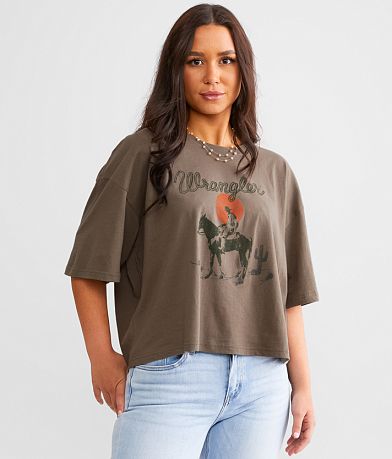 Women's Wrangler Long Live Cowboys Boyfriend Crop Tee