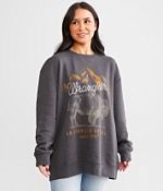 Wrangler Oversized Logo Pullover Women s Sweatshirts in Charcoal Buckle