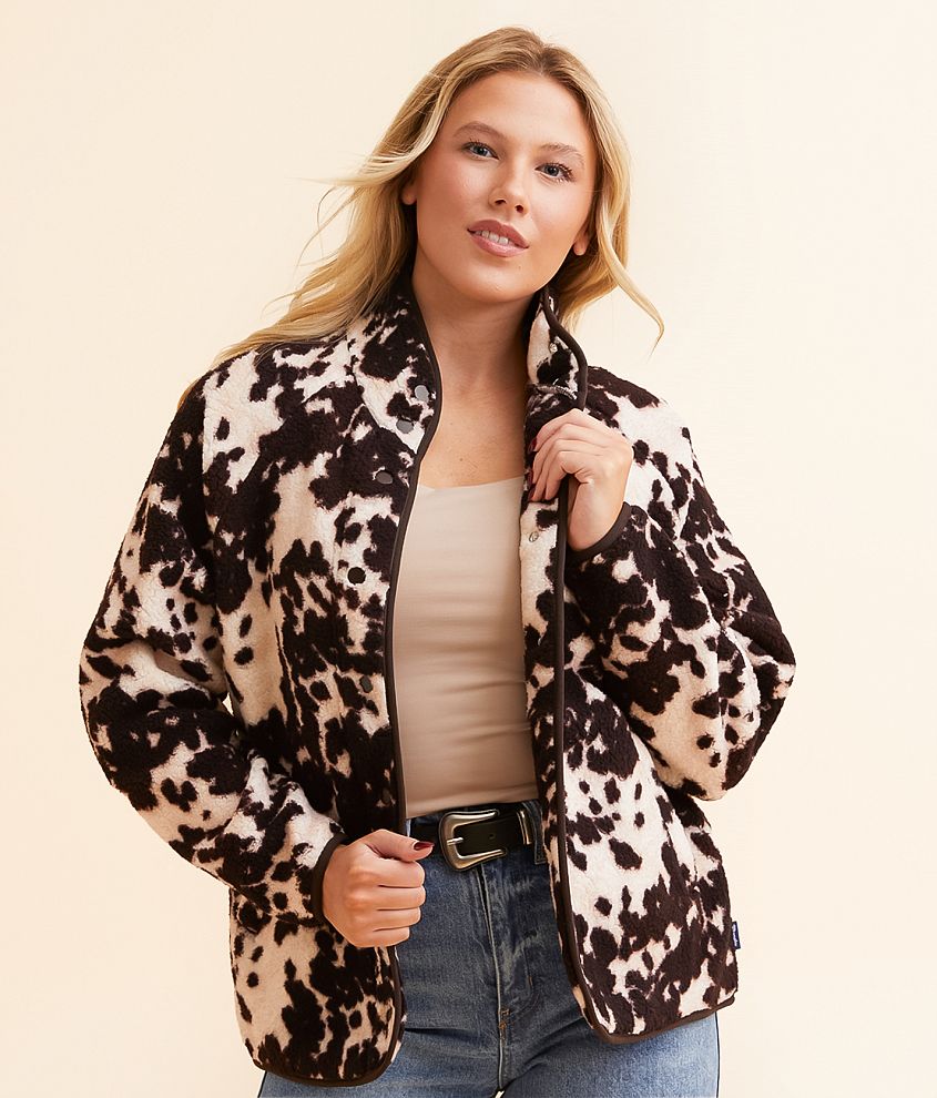 Wrangler&#174; Cow Print Sherpa Jacket front view