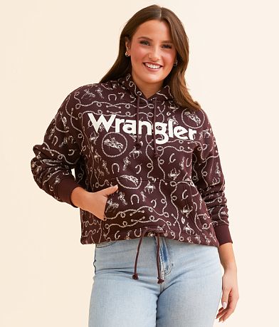 Wrangler® Cinched Western Hooded Sweatshirt front view