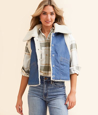 Wrangler&#174; Sherpa Denim Vest FULL_RIGHT_SIDE