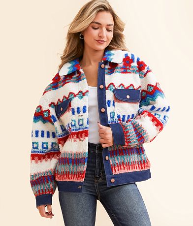 Wrangler® Trucker Sherpa Denim Jacket front view