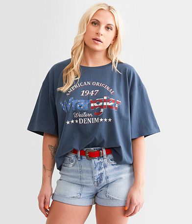 Wrangler® American Original Denim Cropped T-Shirt front view