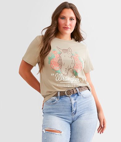 Wrangler® Horse In Roses T-Shirt front view