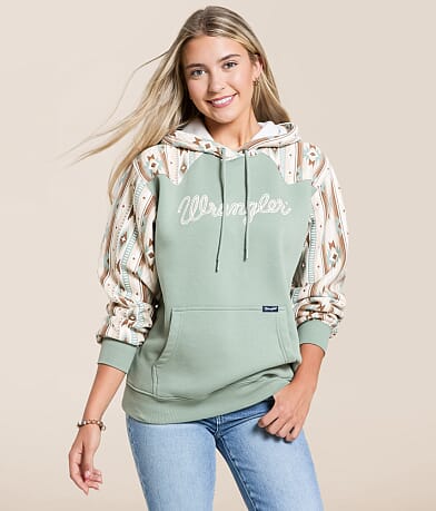Wrangler® Aztec Print Hooded Sweatshirt front view