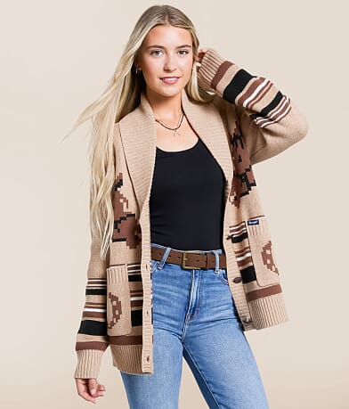 Wrangler® Grandpa Western Cardigan Sweater front view