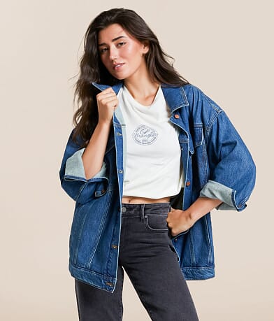Wrangler® Mega Trucker Denim Jacket front view