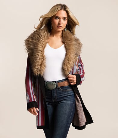 Faux Fur Cardigan Sweater
