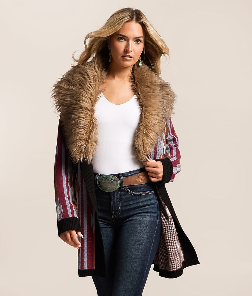 Faux Fur Cardigan Sweater