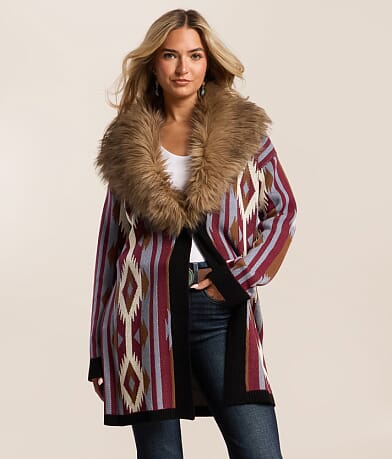Faux Fur Cardigan Sweater thumbnail 2