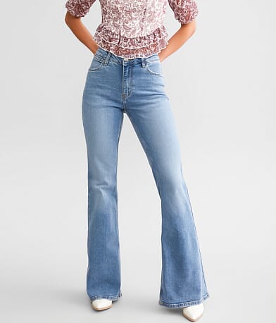 Ole Shake Down Street High Elastic Waist Bell Bottom Jeans