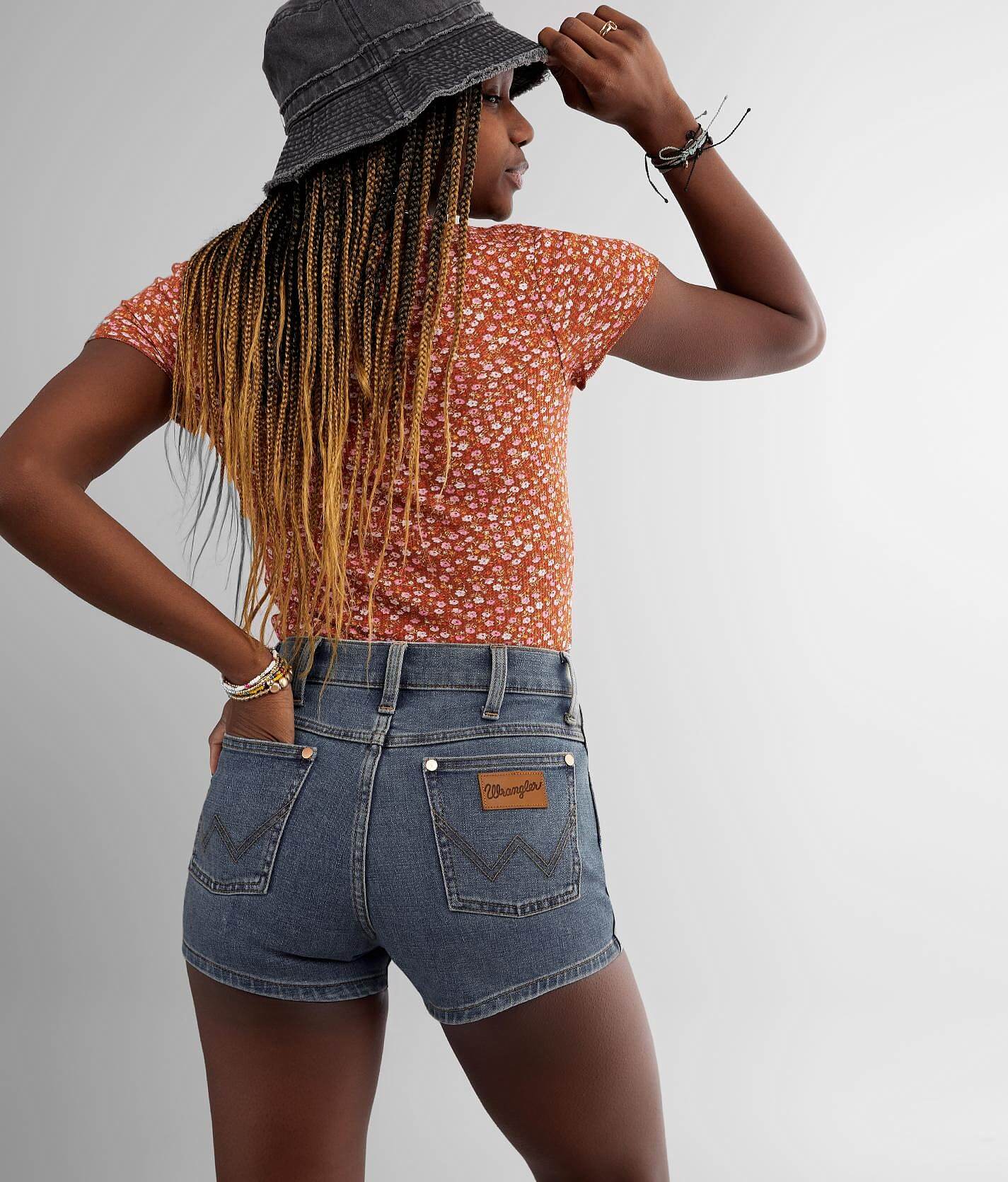 wrangler high waisted jean shorts