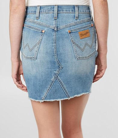Wrangler&#174; High Rise Mini Denim Stretch Skirt BACK