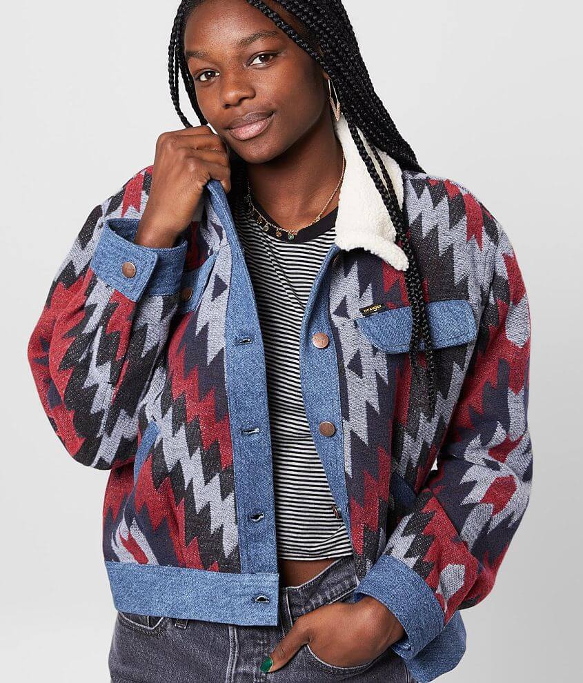 Wrangler&#174; Southwestern Print Denim Jacket front view