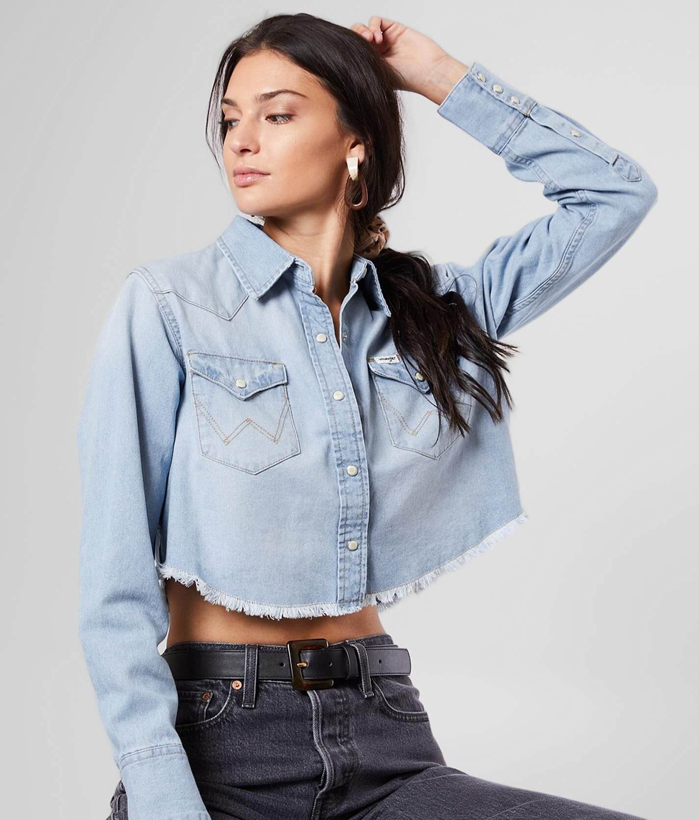 JOHNBULL CROPPED DENIM シャツ デニムクロップドショートスリーブシャツ（シャツ/ブラウス