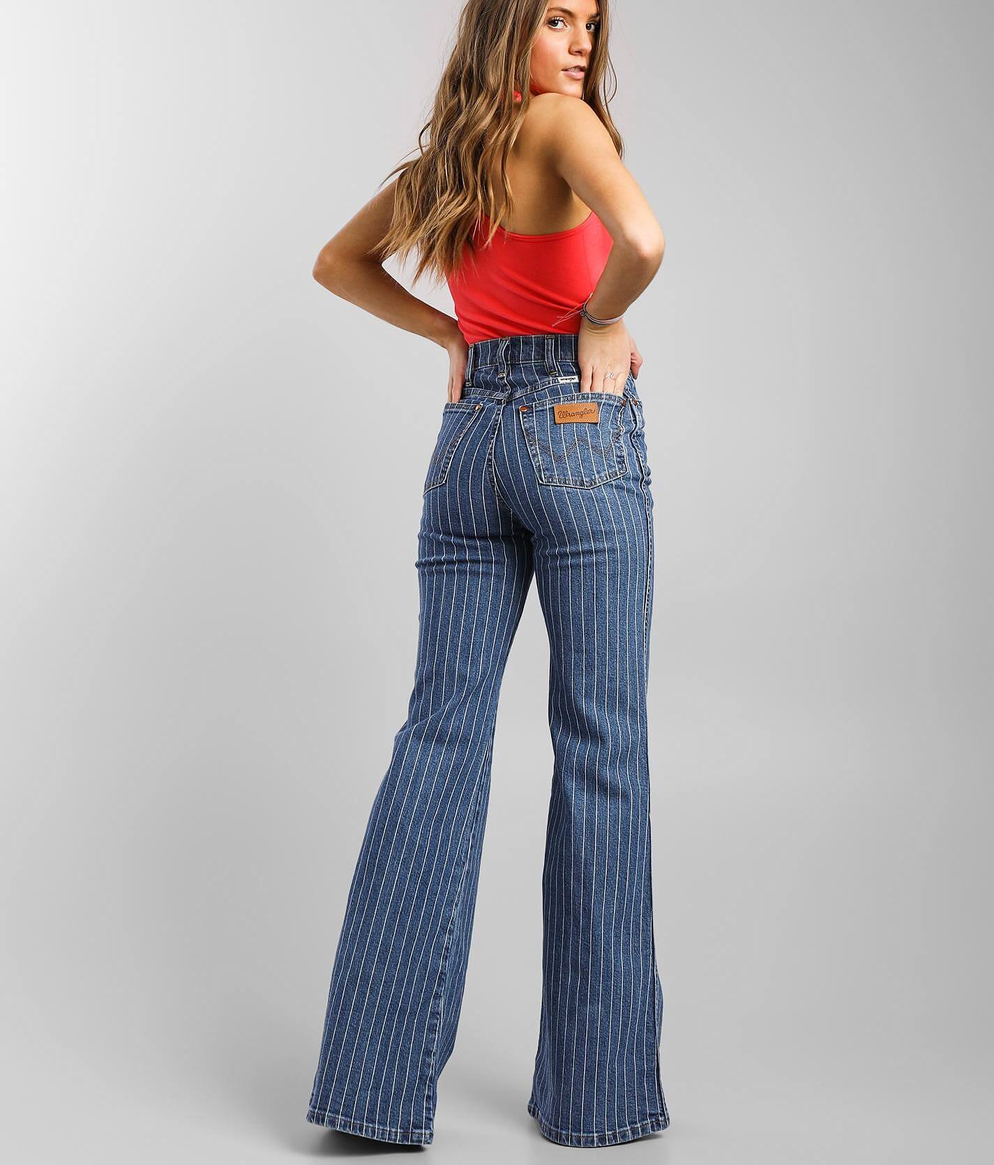 pinstripe flare jeans