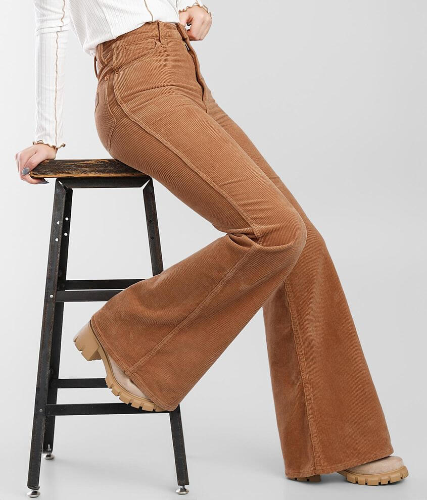 Wrangler® Wanderer High Rise Flare Pant - Women's Jeans in Tan Cordouroy