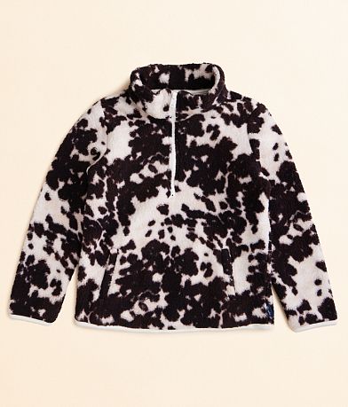 Wrangler® Girls - Cow Print Sherpa Pullover front view
