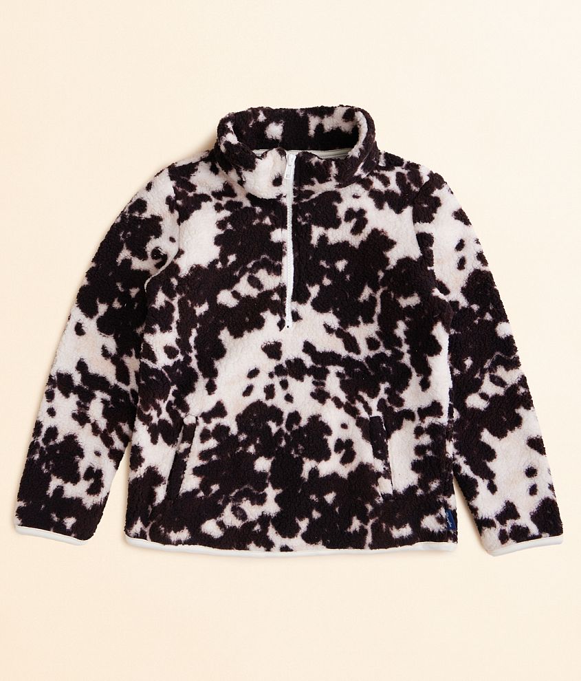 Girls - Wrangler&#174; Cow Print Sherpa Pullover front view