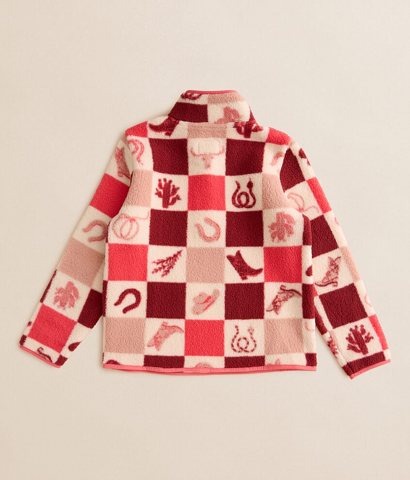 Girls - Checkered Quarter Snap Pullover