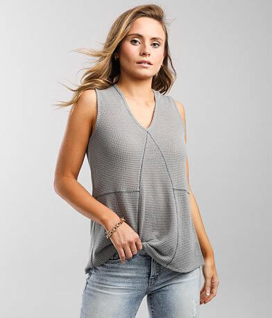 BKE Open Weave Thermal Tank Top front view