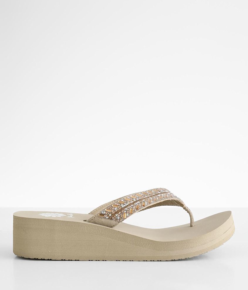 Yellow Box® Lessie Glitz Wedge Flip - Women's Shoes in Taupe