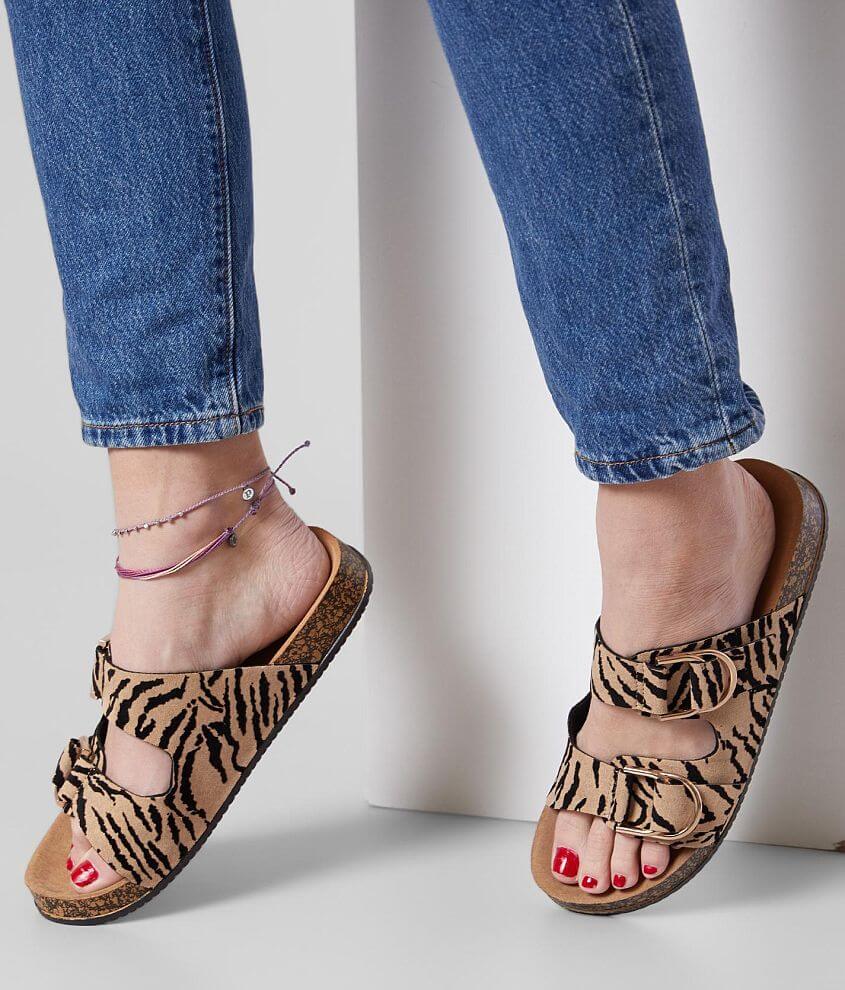 Qupid Luka Flocked Animal Printed Sandal
