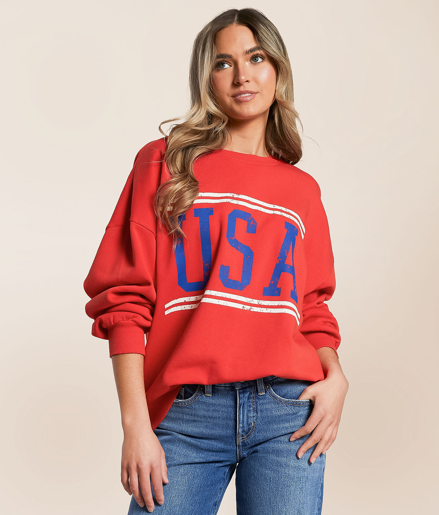 Z Supply USA Oversized Pullover - Women's Sweatshirts in Z Supply USA Oversized Pullover - Women's Sweatshirts in