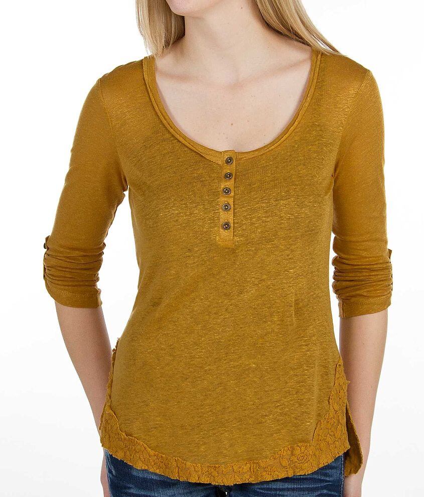 Lost Linen Henley Top - Women's Shirts/Blouses in Gold | Buckle