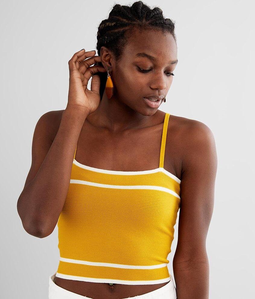 Others Follow Perkins Cropped Sweater Tank Top - Women's Tank Tops in Yolk  Yellow