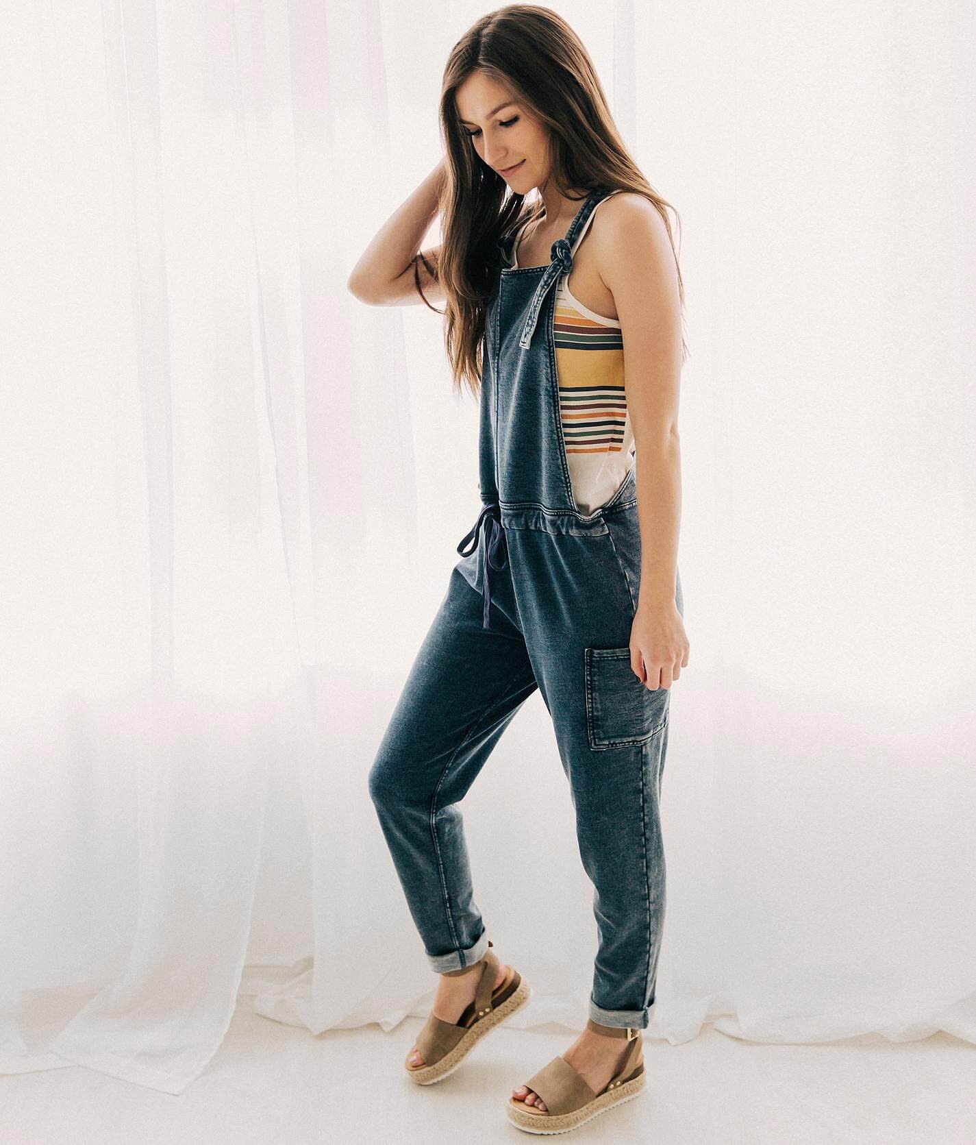 knit denim overalls