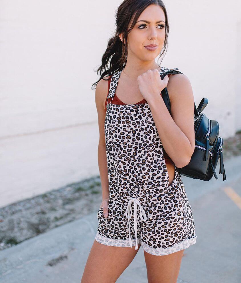 White Crow The Leopard Print Overall Short front view