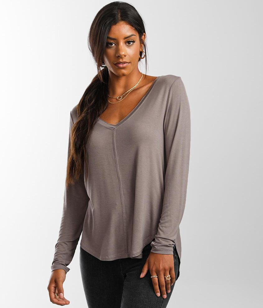 Raw Edged Wide Neck Top