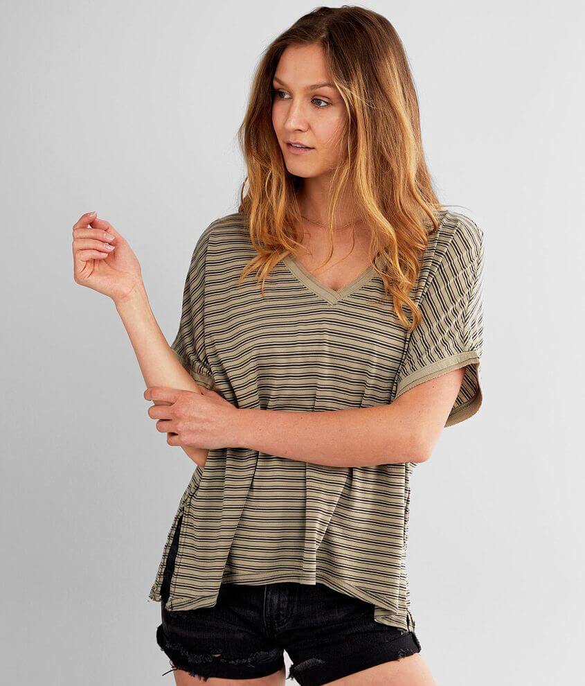 White Crow Micro Stripe Boyfriend T-Shirt front view