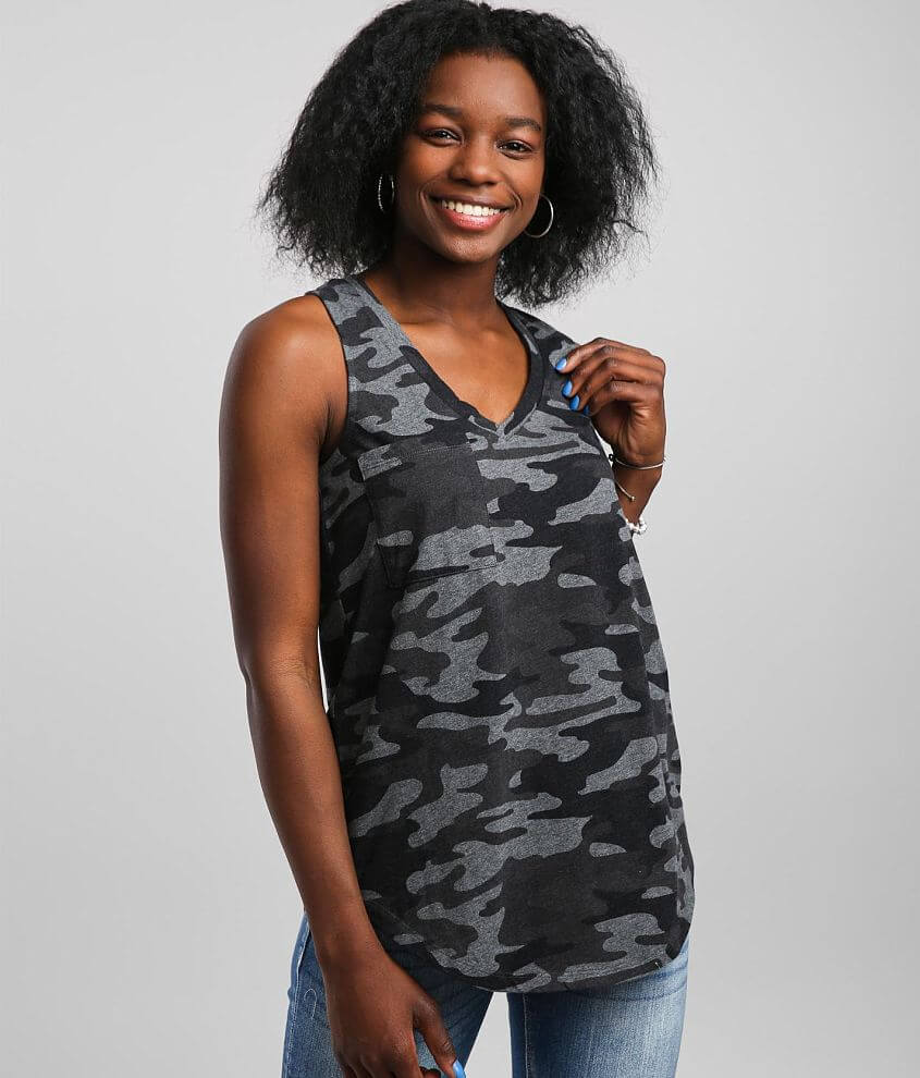 White Crow Camo Pocket Tank Top front view
