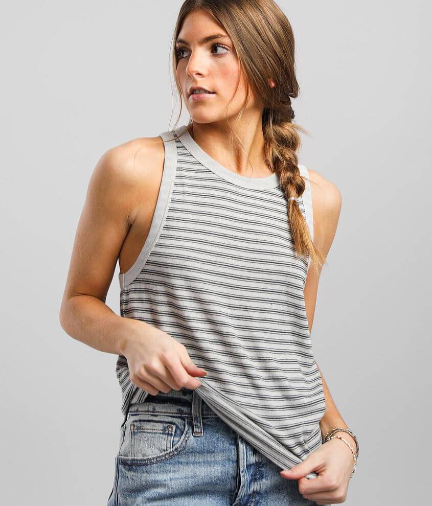 White Crow Striped Tank Top front view