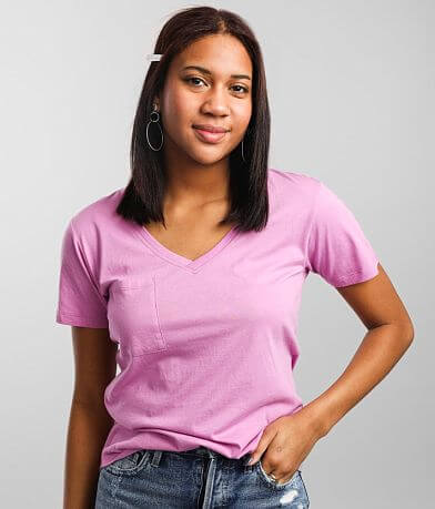 White Crow V-Neck Pocket T-Shirt front view